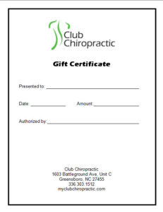 Gift Certificate | Club Chiropractic in Greensboro NC